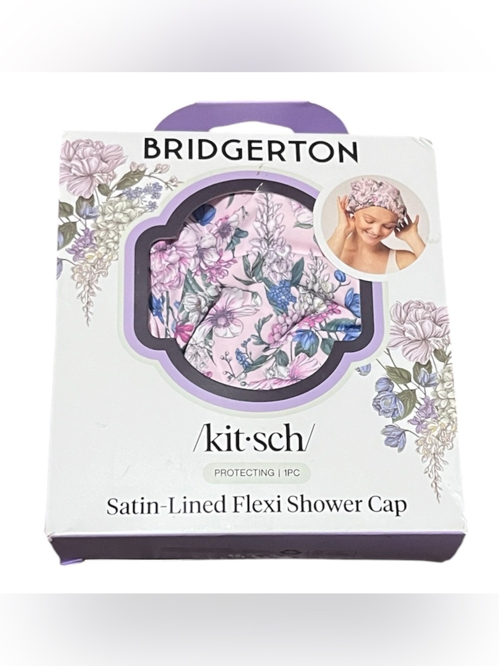 Kitsch x Bridgerton Satin-Lined Flexi Shower Cap – NEW
